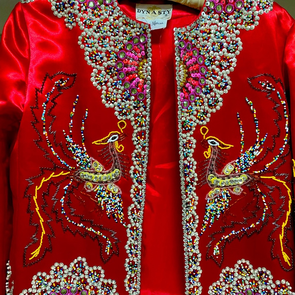 Dynasty for Neiman Marcus Silk Hand beaded jacket. Size Medium